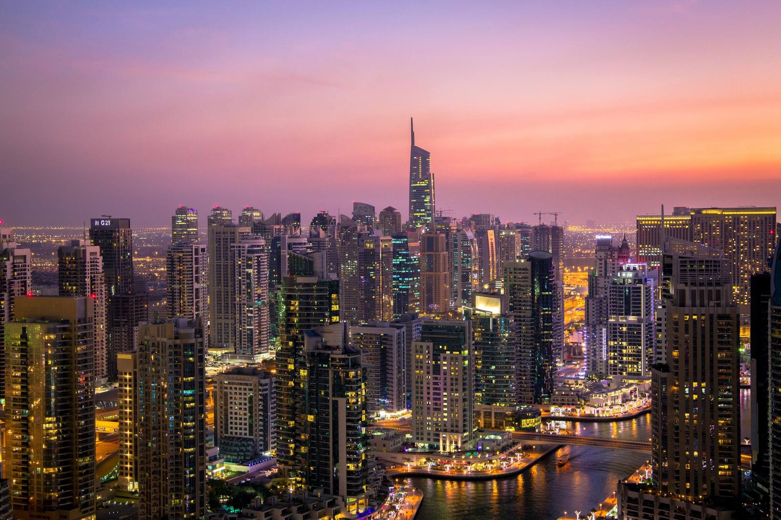 Aljada, Sharjah, at dusk